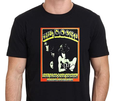 A few yellowish marks from storage. The Doors Jim Morrison Vintage Tour Poster Men's Black T ...