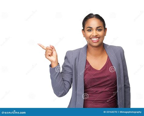 Beautiful Young Woman Smiling And Pointing Finger Stock Photo Image