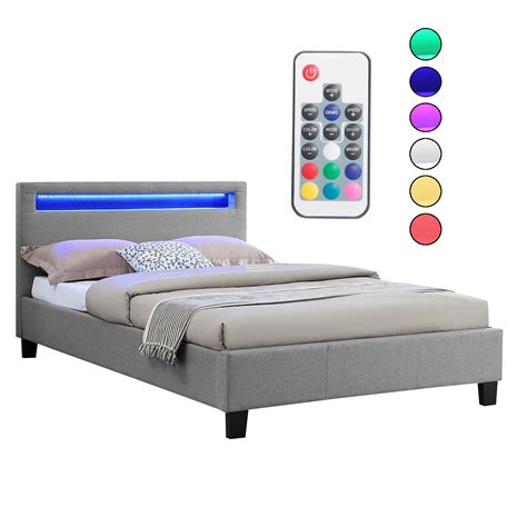 Billig bett zum ausziehen mit bettkasten bett 120x200 bett mit. Polsterbett SATOKA mit LED 120x200 cm grau inkl. Lattenrost | CARO-Möbel