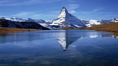 Matterhorn Swiss Alps Sky Reflected Lake Alps