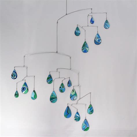 Slide the canopy up against the ceiling to. Buy a Hand Crafted Large Rain Drops Art Mobile - Spring ...