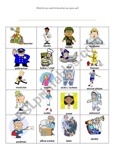English Worksheets What Do You Want To Be When You Grow Up 219