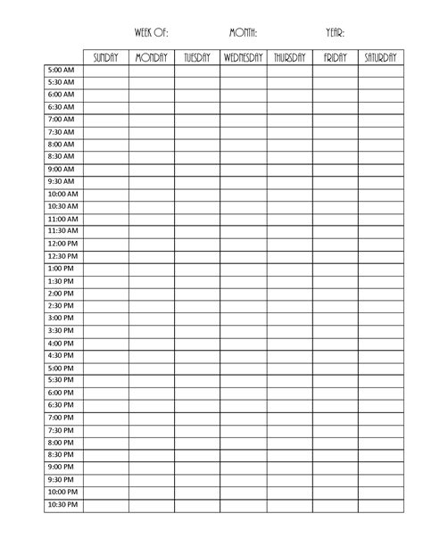 Weekly Hourly Planner Printable Pdf - Printable Word Searches