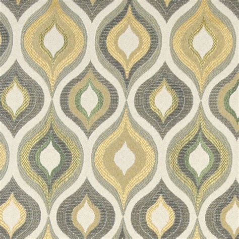 Gold Blue And Green Bright Contemporary Upholstery Fabric By The Yard