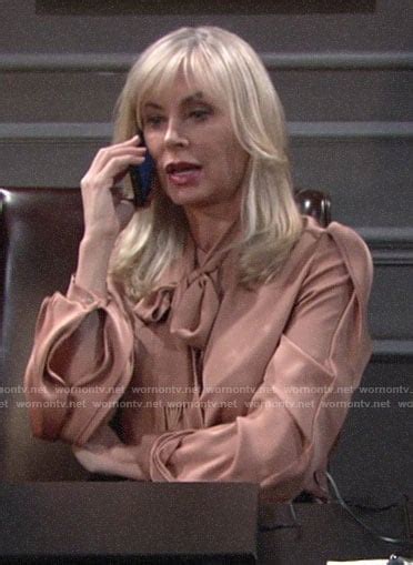 Wornontv Ashleys Nude Tie Neck Blouse On The Young And The Restless