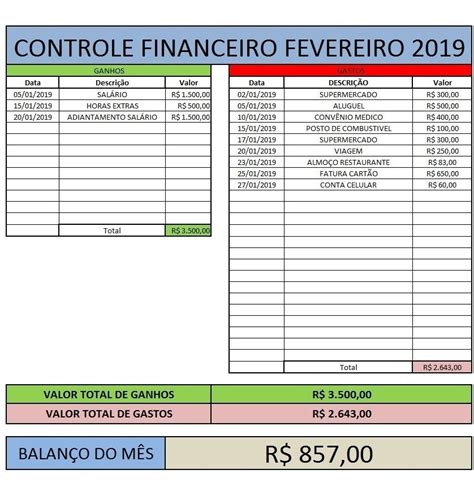 Planilha De Controle Pessoal Financeiro R 1500 Em Mercado Livre