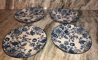 Royal Norfolk Dinner Plates Set Of Blue White Flower Print