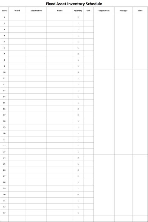 Excel Of Fixed Asset Inventory Schedule Xlsx Wps Free Templates