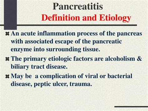 Ppt Pancreatitis Definition And Etiology Powerpoint Presentation