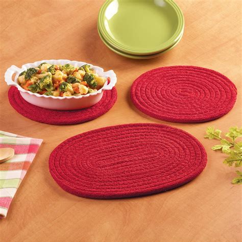 Braided Fabric Kitchen Trivets Set Collections Etc