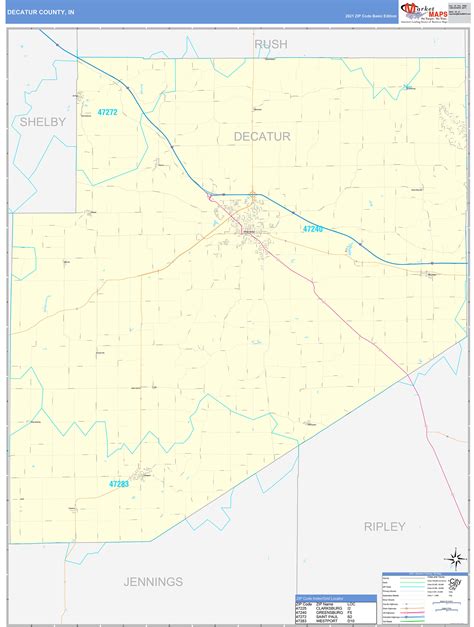 Decatur County In Zip Code Wall Map Basic Style By Marketmaps