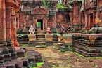 Cambodia, Siem Reap Province, View of Banteay Srei 10th century ruins ...