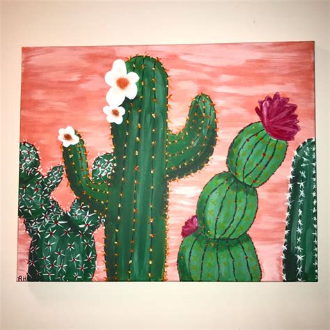 Acrylic Painting Of Cacti Cactus Painting Cactus Art Painting