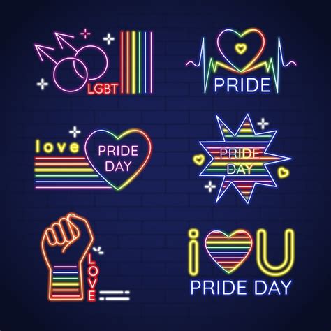 Free Vector Pride Day Celebration Neon Signs