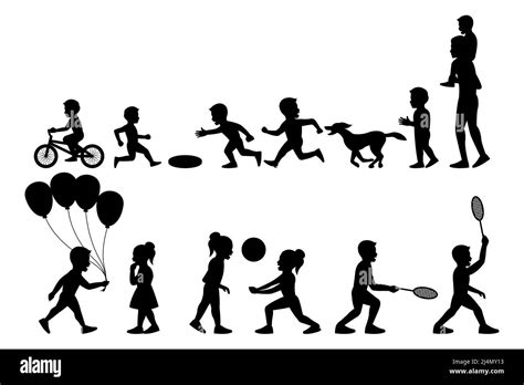 Set Of Silhouette Design Of People Activity Vector Illustration Stock