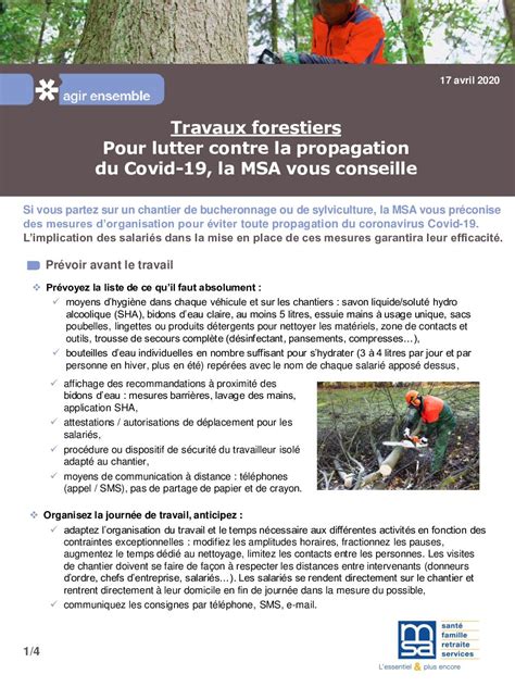 Msa Sant S Curit En Agriculture Covid Travaux Forestiers