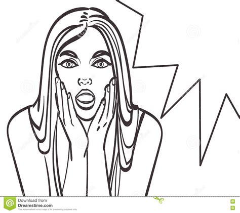 Pop Art Surprised Blond Woman Face With Open Mouth Comic Woman With