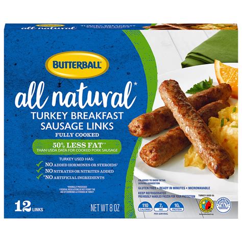 butterball everyday fully cooked turkey breakfast sausage links 12 ct 8 oz shipt