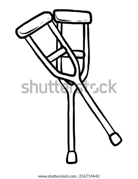 Crutches Cartoon Vector Illustration Black White Stock Vector Royalty