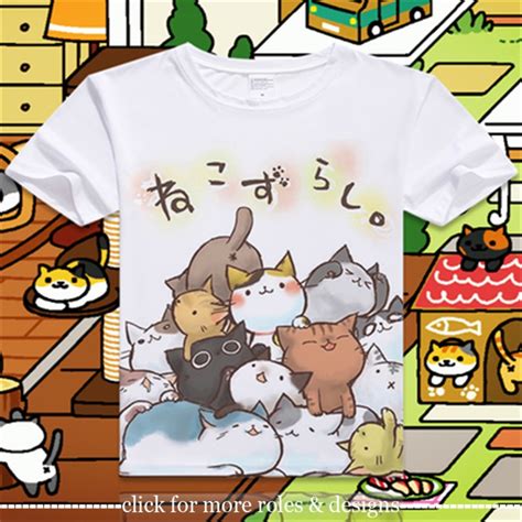 Dj Design Neko Atsume Kitty Collector Cats Cosplay Costume Cloth Unisex Short Sleeve T Shirt