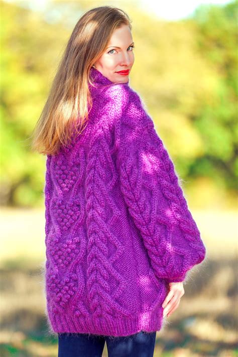 Bespoke Cable Knit Mohair Sweater Hand Knitted Unique Pullover Etsy