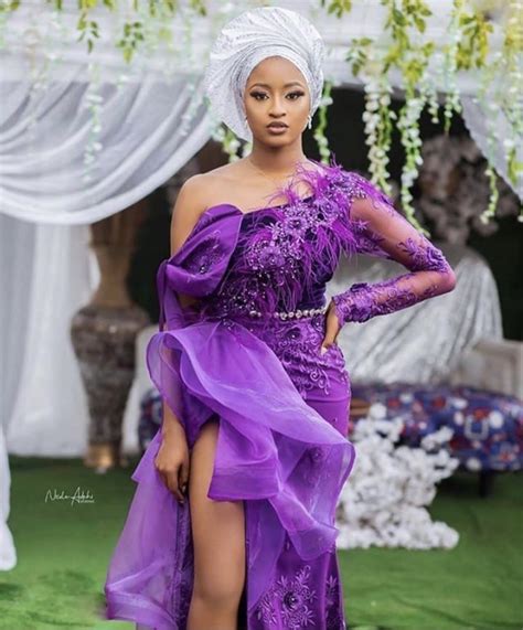 Stunning Purple Asoebi Gown Fashion Styles 2020 Latest Ankara Styles 2020 Lace Gown Styles