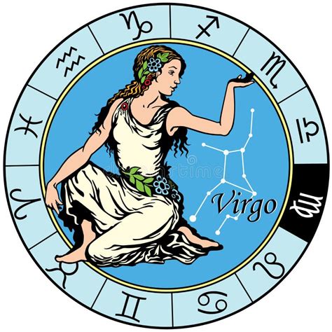 Virgo Astrologisches Zodiakzeichen Im Kreis Vektor Abbildung