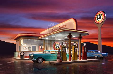 Retro Gas Station James Group Studios Inc Old Gas Stations Gas