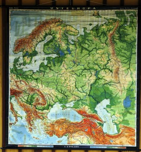 Vintage School Map Rollable Wall Chart Eastern European Countries 205