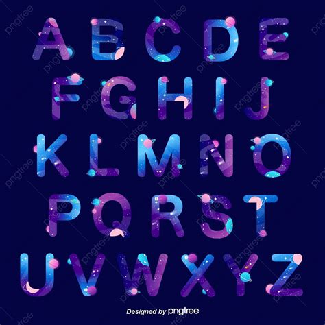 Cosmic Galaxy Vector Art Png English Alphabet Of Cosmic Galaxies And