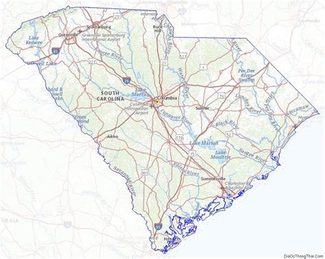 Topographic Map Of South Carolina V2 South Carolina