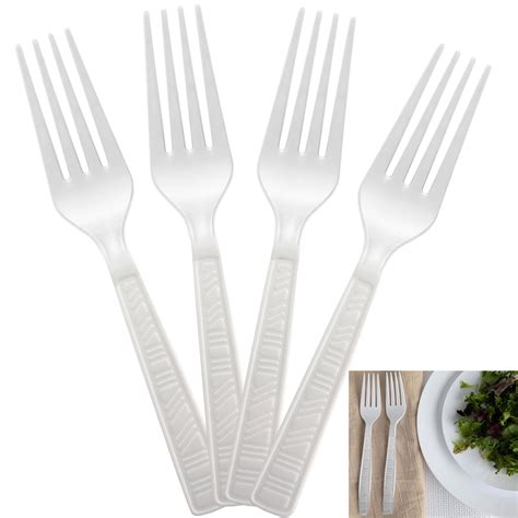 100 Pc White Strong Disposable Plastic Forks Cutlery Utensils Party