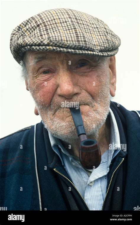 Portrait Of An Old Irishman Smoking His Pipe Stock Photo Alamy