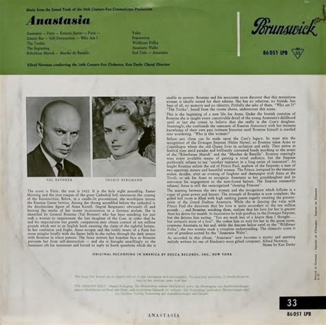 Film Music Site Anastasia Soundtrack Alfred Newman Brunswick