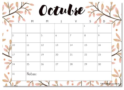 Calendario Para Octubre ¡descárgatelo Gratis Ideas De Calendario