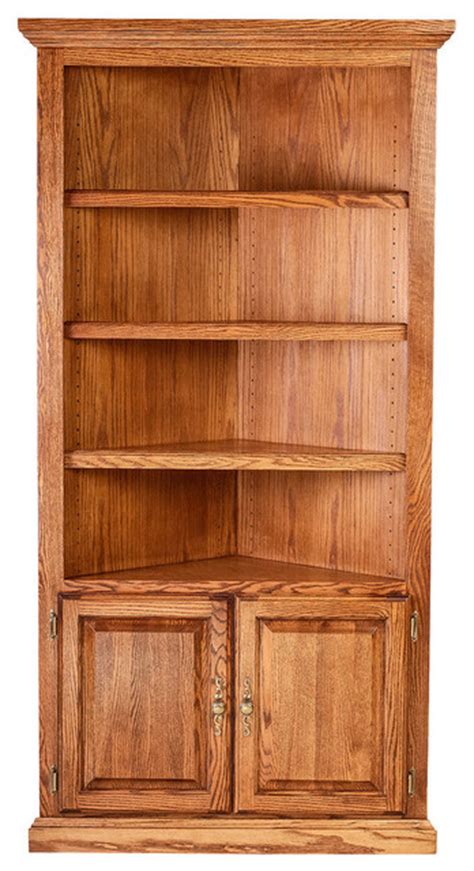 Traditional Oak Corner Bookcase Natural Alder Traditional