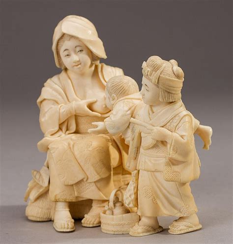 Sold Price Signed Japanese 19c Carved Ivory Figural Group Figurine