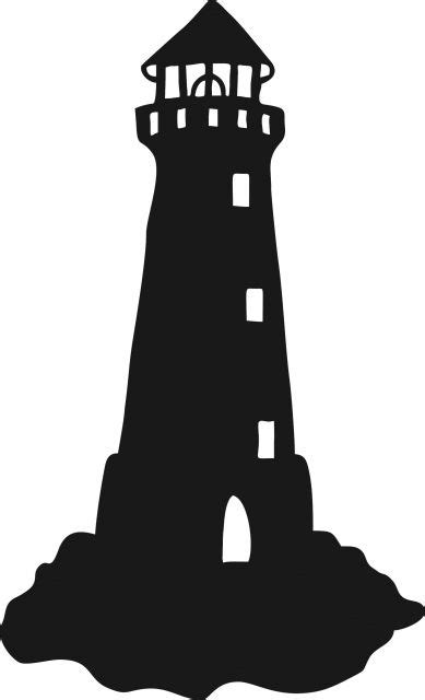 Lighthouse On Small Rocks Silhouette Laser Cut Appliques