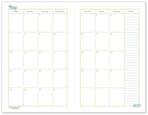 2017 Half-Size Monthly Calendar Printables | Free monthly calendar, Monthly calendar template ...
