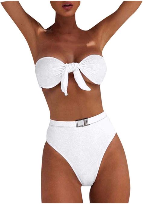 Triumphes Sexy Off The Shoulder Solid Swimwear Set Bandeau Bandage