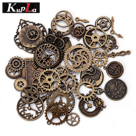Vintage Metal Steampunk Charms Diy Fashion Accessories Clock And Gear