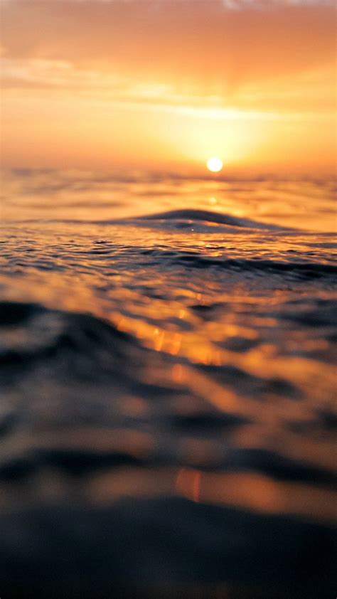 Sunset Sea Water Bokeh Orange Nature Iphone 8 Wallpapers