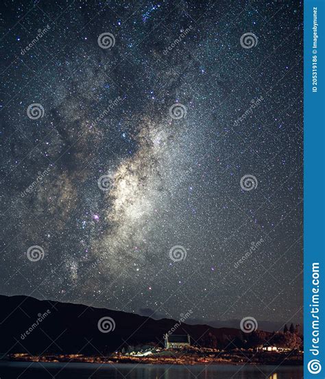 Astrophotography Of The Night Sky In Lake Tekapo New Zealand Stock