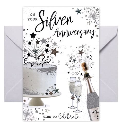 Silver Anniversary Card 25th Wedding Anniversary Card On Onbuy