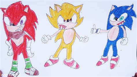 How To Draw Sonic Exe Knuckles And Super Sonic Gold 2020 Youtube
