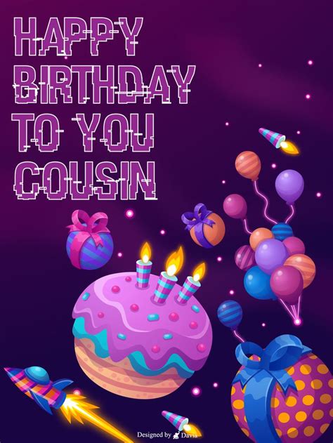 Cake In Space Happy Birthday Cousin Birthday And Greeting Cards By