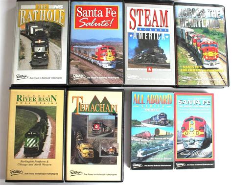 Train Railroad Railway Vhs Video Lot Of 8 Tapes Pentrex Santa Fe Steam