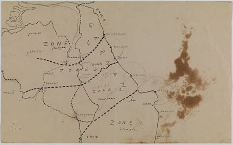 Map Germany Occupation Zones 1 To 4 World War I Circa 1919