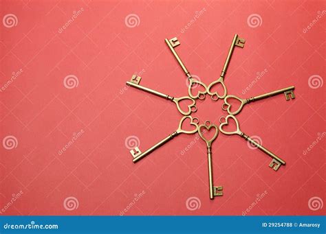 Circle Of Heart Shape Gold Keys Horizontal Stock Photo Image Of