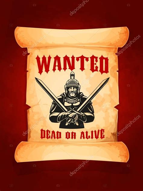 Medieval wanted poster | Vector poster wanted dead or alive medieval knight — Stock Vector ...